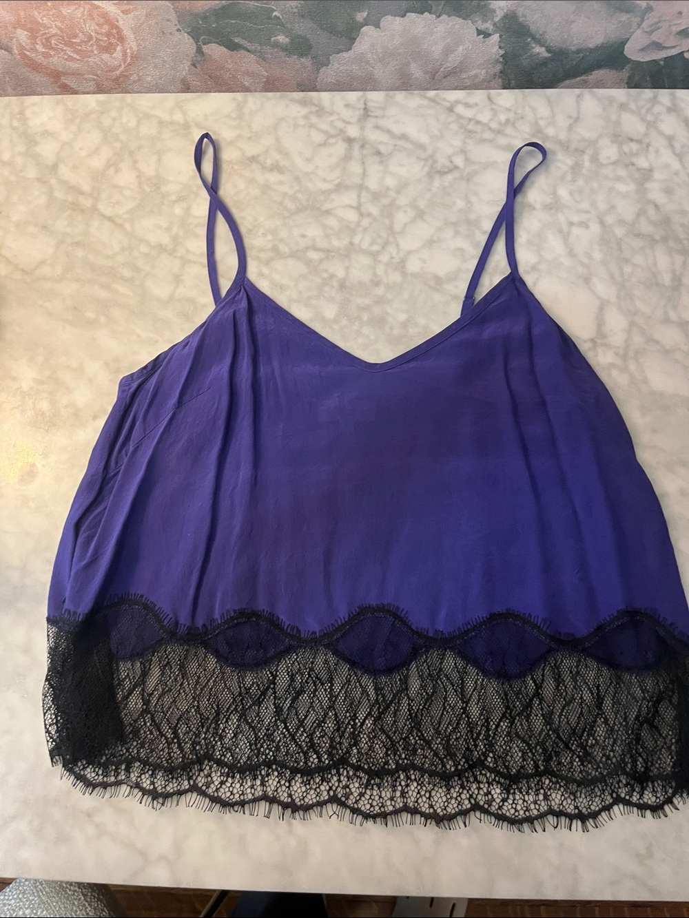Wilfred Purple Lace-Trim Silk Cami